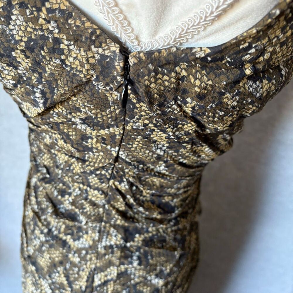 Maggie London Size 4 Midi Python A-Line Silk Dres… - image 2